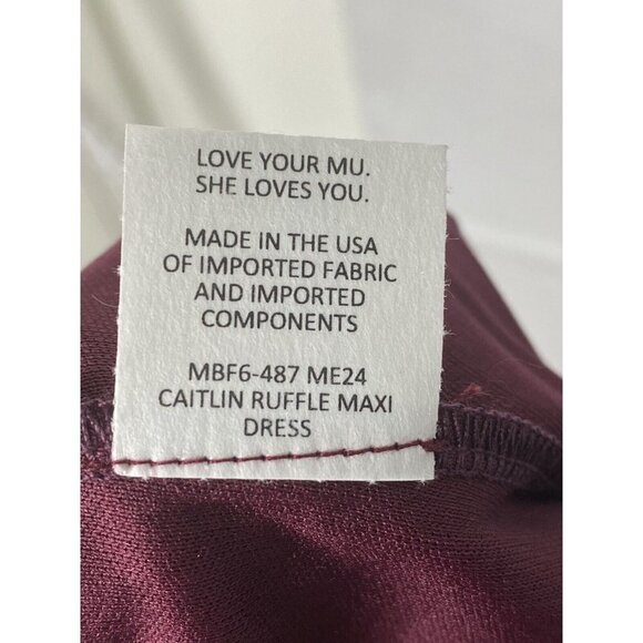 Show Me Your MuMu Woman's Caitlin Ruffle Maxi Dress Merlot Chiffon SZ‎ XS - Picture 9 of 12